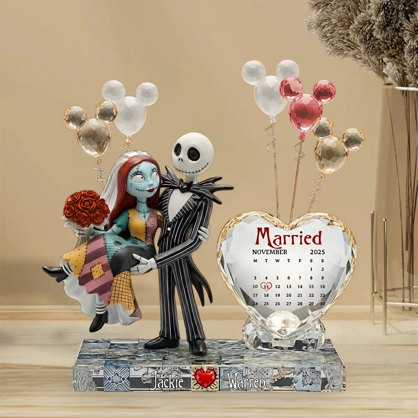 Spooky Gothic Wedding Couple - Personalized Nightmare Custom Shaped Acrylic Plaque