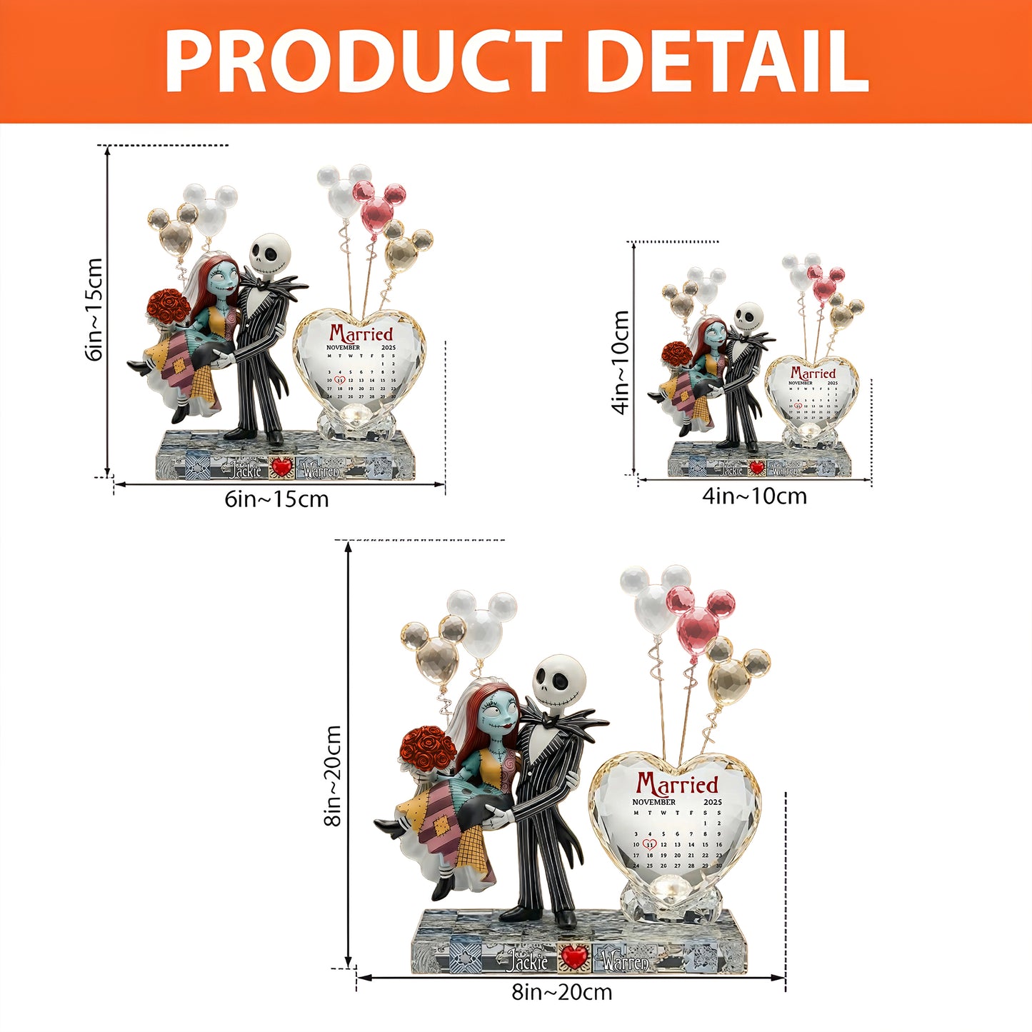 Spooky Gothic Wedding Couple - Personalized Nightmare Custom Shaped Acrylic Plaque
