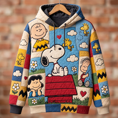 Retro Comic Patchwork Hoodie – Puppy & Friends Pullover