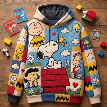 Retro Comic Patchwork Hoodie – Puppy & Friends Pullover