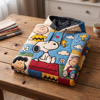 Retro Comic Patchwork Hoodie – Puppy & Friends Pullover