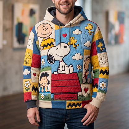 Retro Comic Patchwork Hoodie – Puppy & Friends Pullover