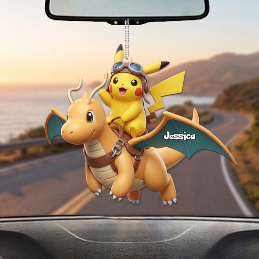 Two Little Friends Personalized Name Car Ornament
