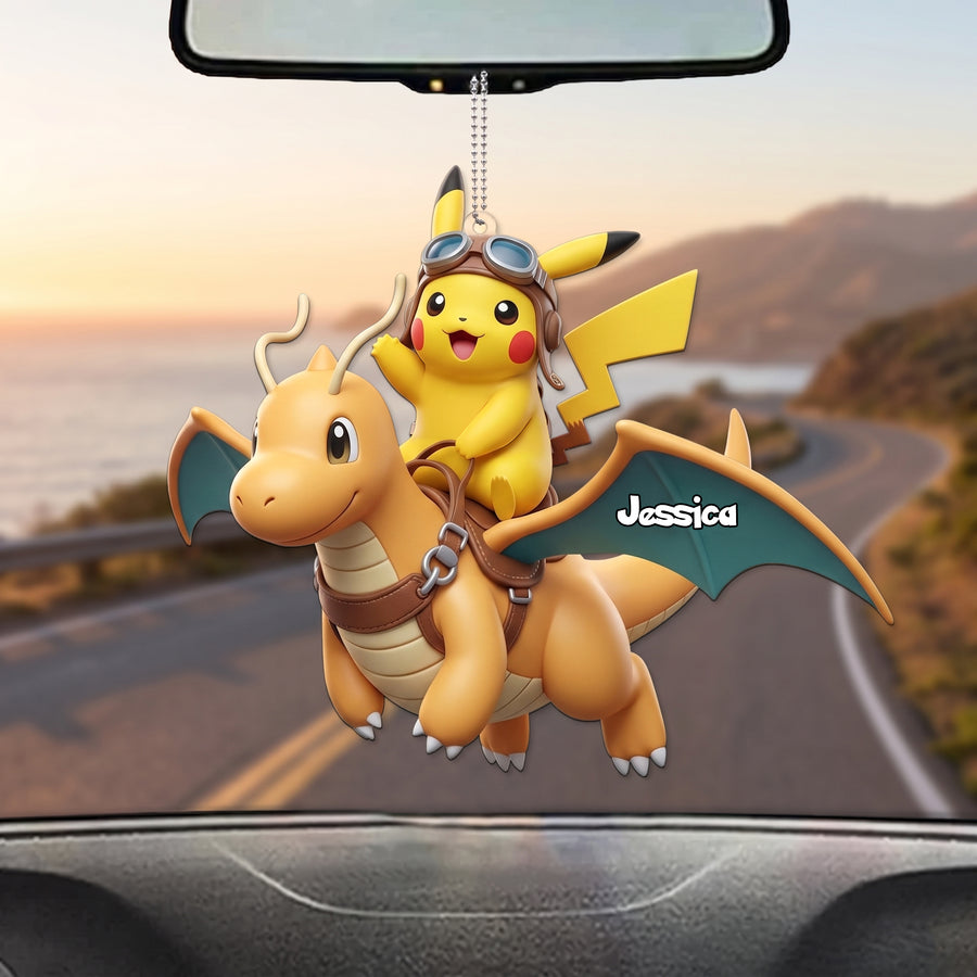 Two Little Friends Personalized Name Car Ornament