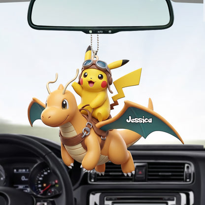 Two Little Friends Personalized Name Car Ornament