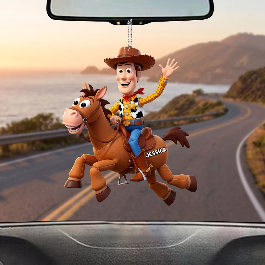 Happy Cowboy Ride Personalized Name Car Ornament