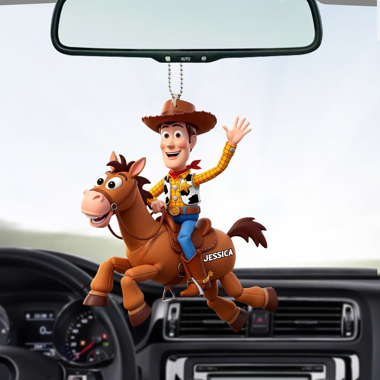 Happy Cowboy Ride Personalized Name Car Ornament