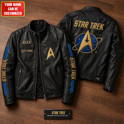 Cosmic Fleet Est.1966 Vintage Collar Leather Jacket
