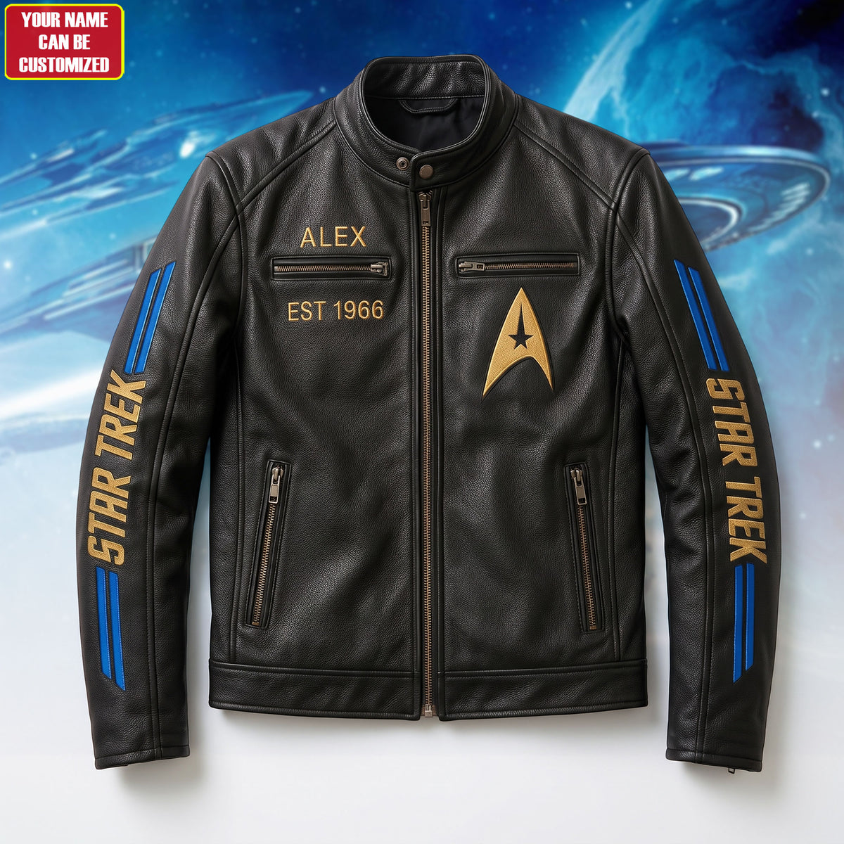 Cosmic Fleet Est.1966 Vintage Collar Leather Jacket