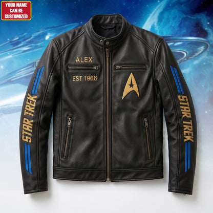 Cosmic Fleet Est.1966 Vintage Collar Leather Jacket