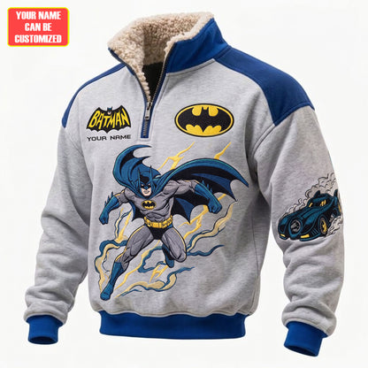 Night Guardian Personalized Quarter Zip – Vintage Dark Hero Fleece Sweatshirt