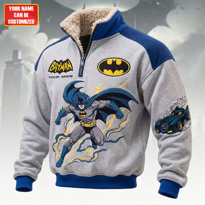 Night Guardian Personalized Quarter Zip – Vintage Dark Hero Fleece Sweatshirt