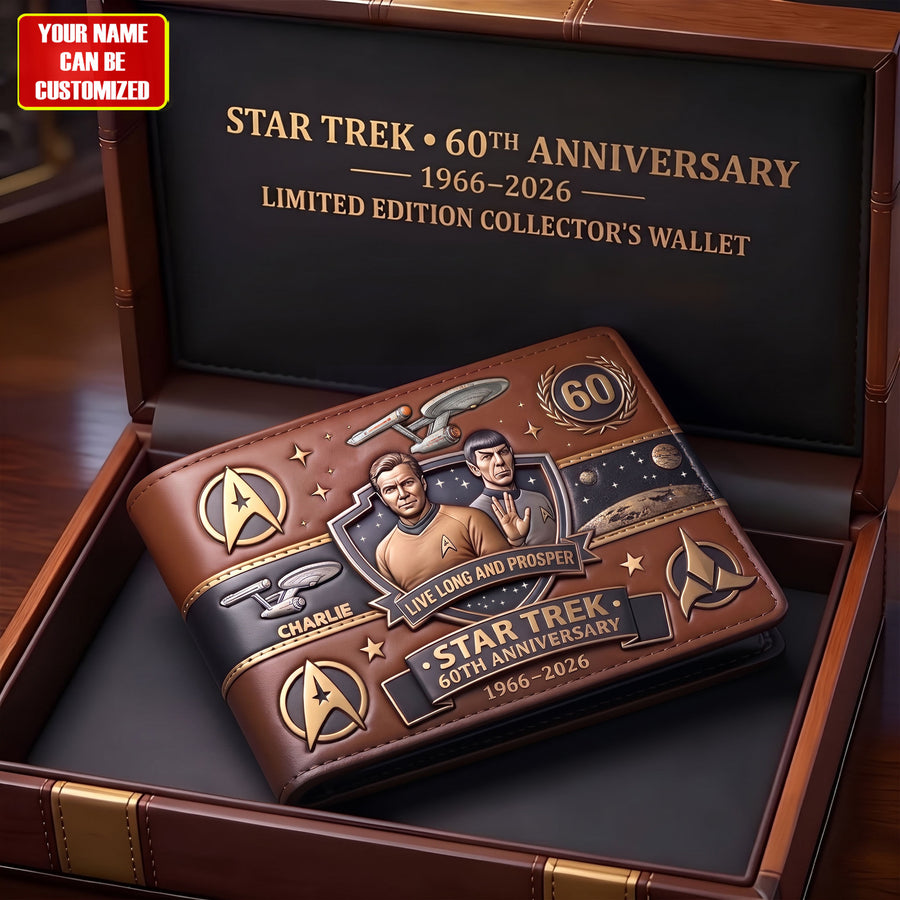 Cosmic Voyage 60th Anniversary Personalized Wallet – Retro Space Explorer Collector Gifts
