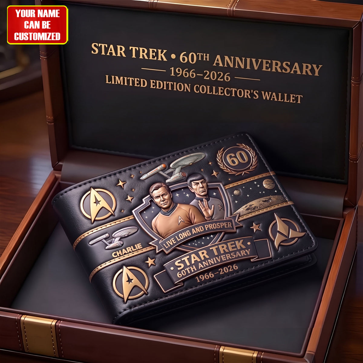 Cosmic Voyage 60th Anniversary Personalized Wallet – Retro Space Explorer Collector Gifts