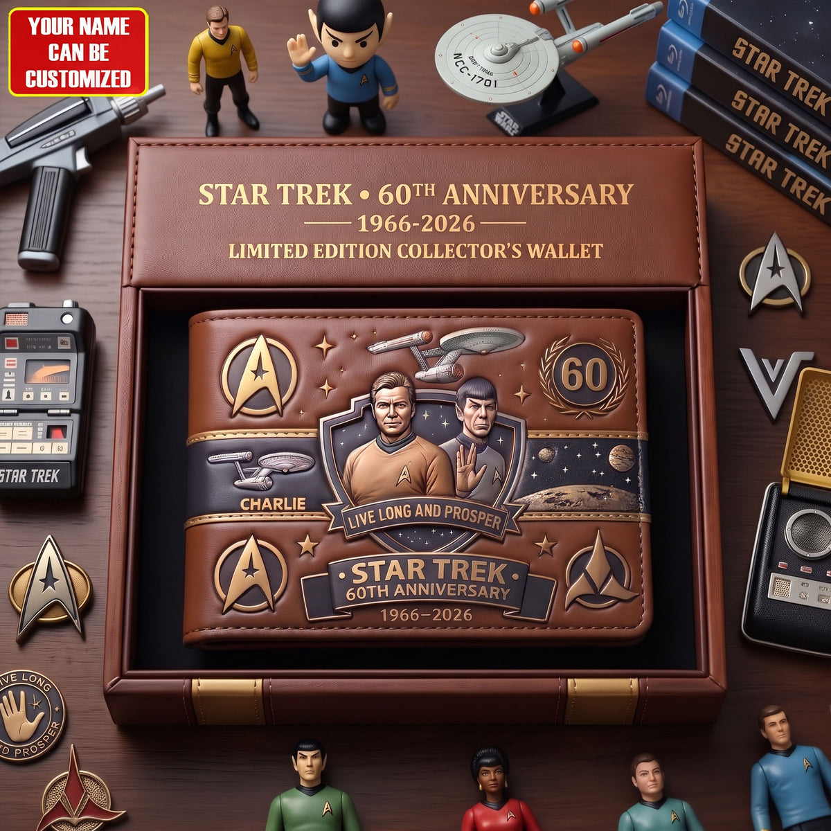 Cosmic Voyage 60th Anniversary Personalized Wallet – Retro Space Explorer Collector Gifts