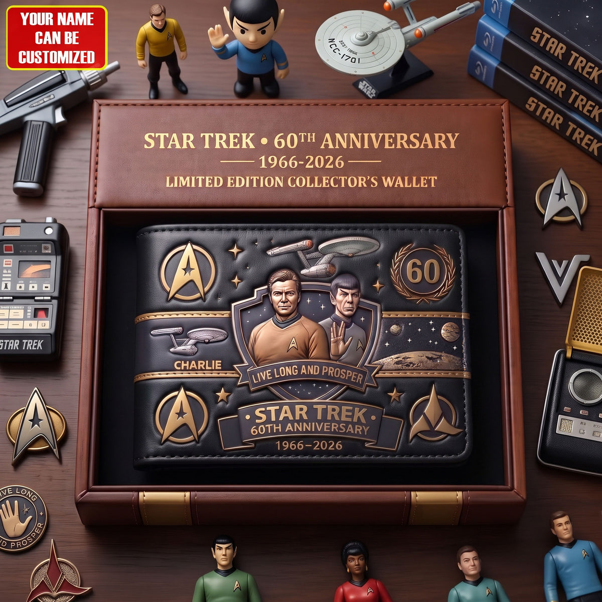 Cosmic Voyage 60th Anniversary Personalized Wallet – Retro Space Explorer Collector Gifts