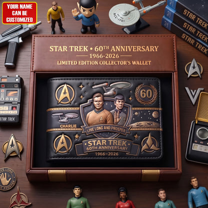 Cosmic Voyage 60th Anniversary Personalized Wallet – Retro Space Explorer Collector Gifts
