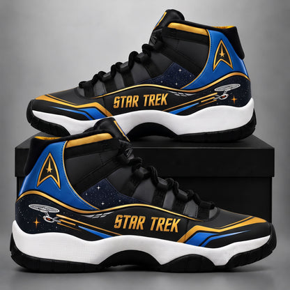Cosmic Fleet High-Top Sneakers – Retro Space Explorer Adventure Shoes