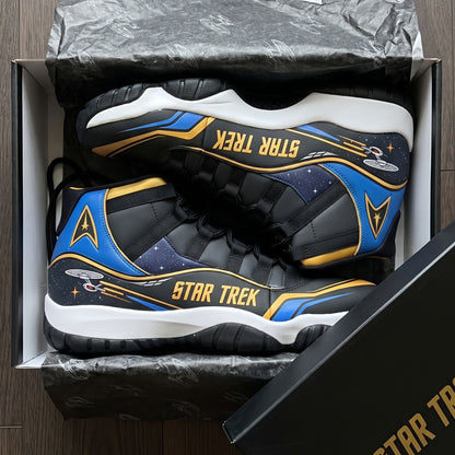 Cosmic Fleet High-Top Sneakers – Retro Space Explorer Adventure Shoes