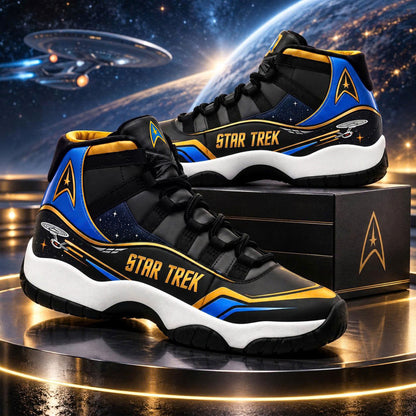 Cosmic Fleet High-Top Sneakers – Retro Space Explorer Adventure Shoes