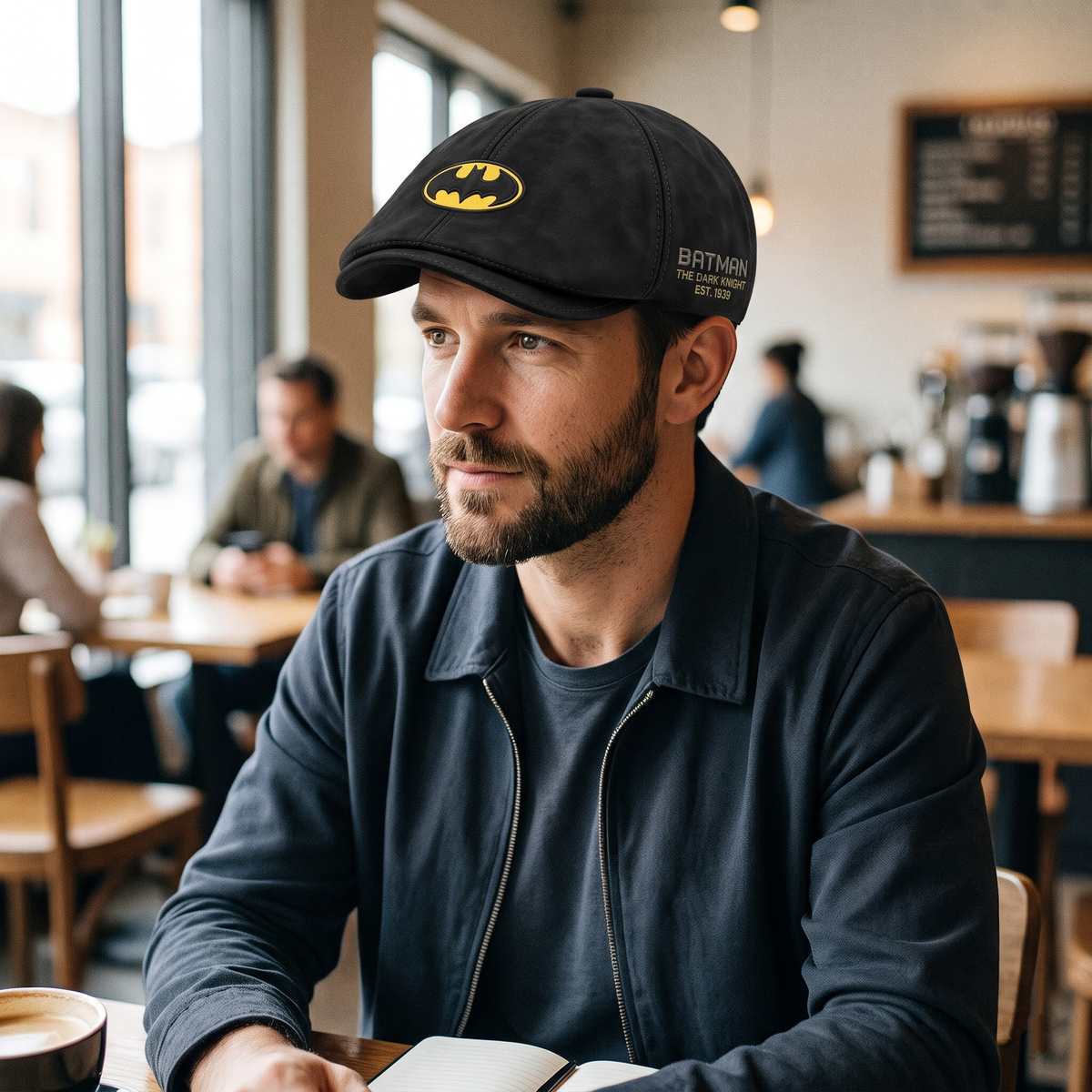Dark Guardian Night Adventure Cap – Vintage Black City Hero Flat Hat