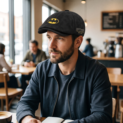 Dark Guardian Night Adventure Cap – Vintage Black City Hero Flat Hat