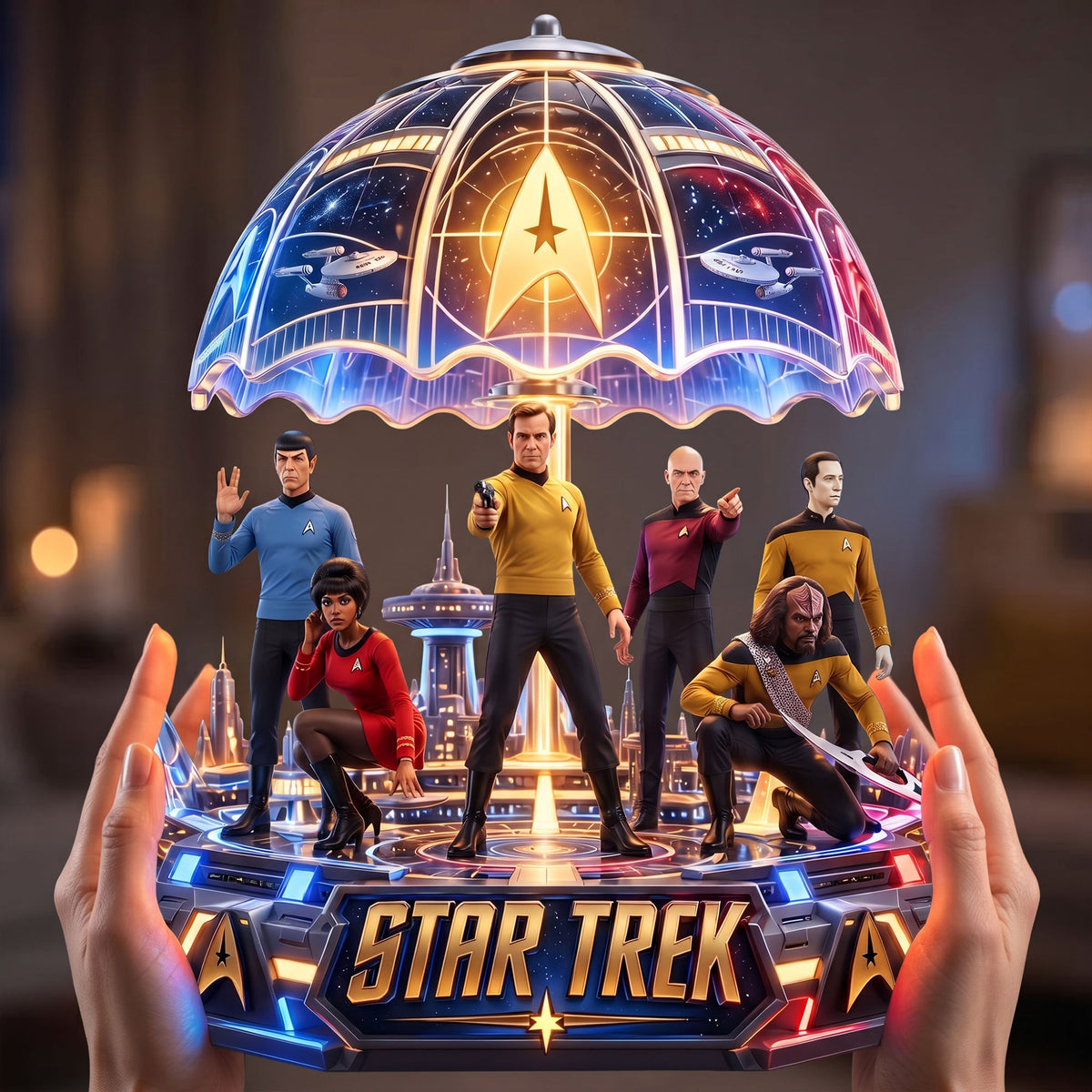 Galactic Crew Adventure - Personalized Retro Space Acrylic LED Night Light