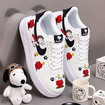 Flying Ace Puppy AF1 Sneakers – Classic Cartoon Dog Low-Top Shoes