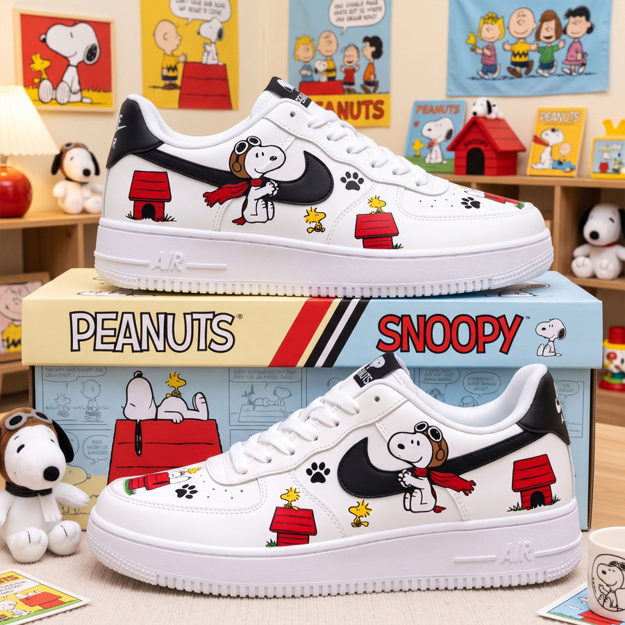 Flying Ace Puppy AF1 Sneakers – Classic Cartoon Dog Low-Top Shoes