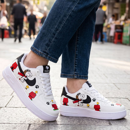 Flying Ace Puppy AF1 Sneakers – Classic Cartoon Dog Low-Top Shoes