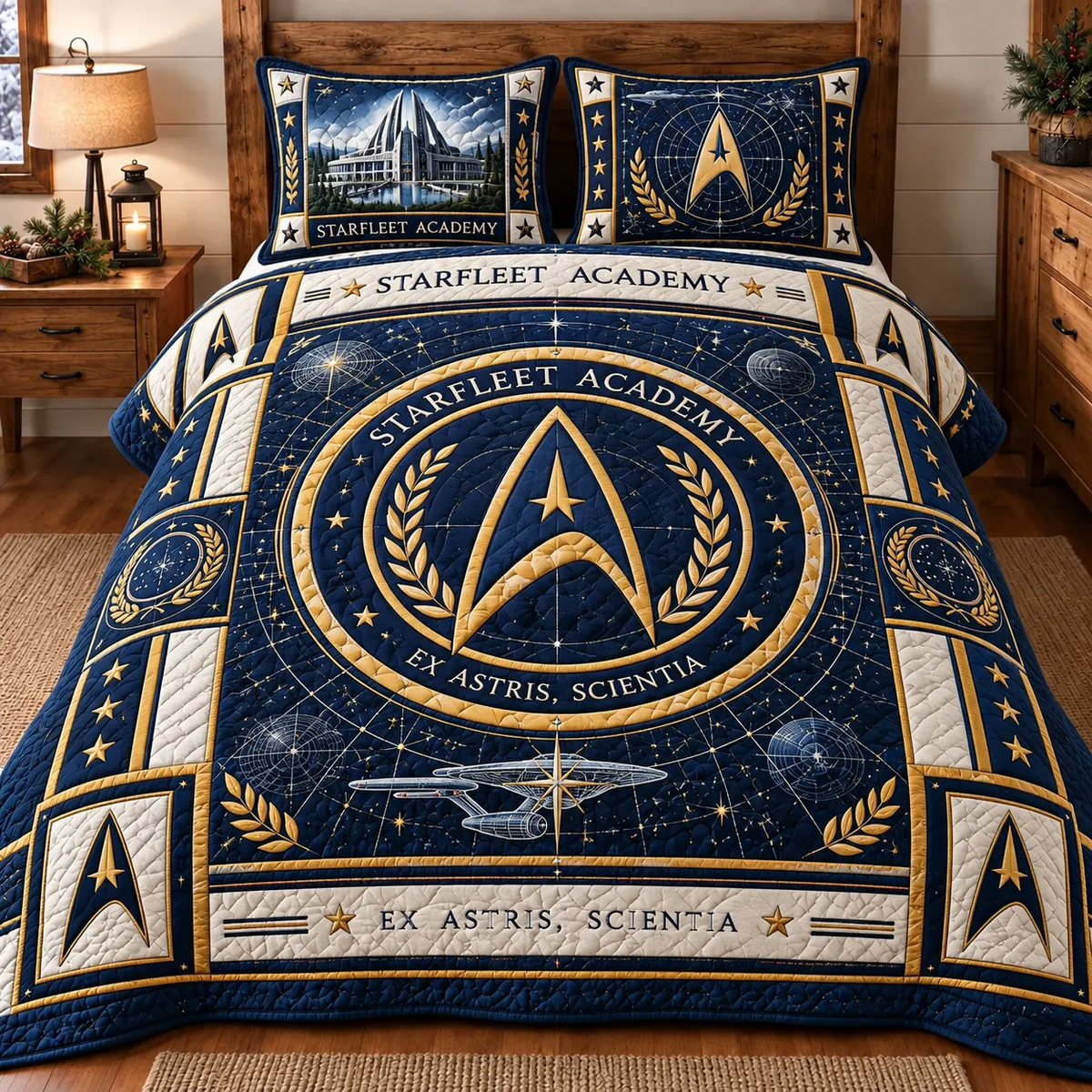 Cosmic Academy Heritage Bedding Set – Retro Space Explorer Bed Set