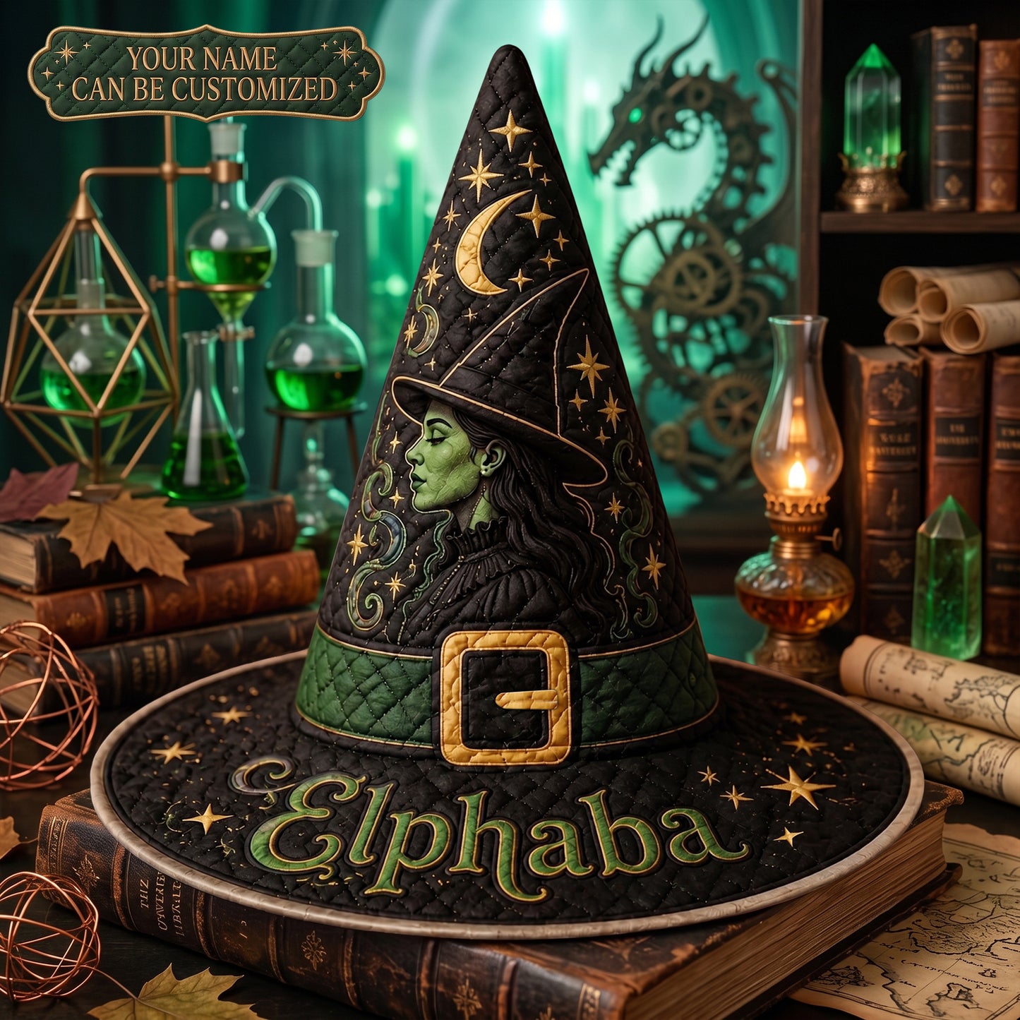 Enchanted Friendship - Personalized Halloween Character Quilt Witch Hat