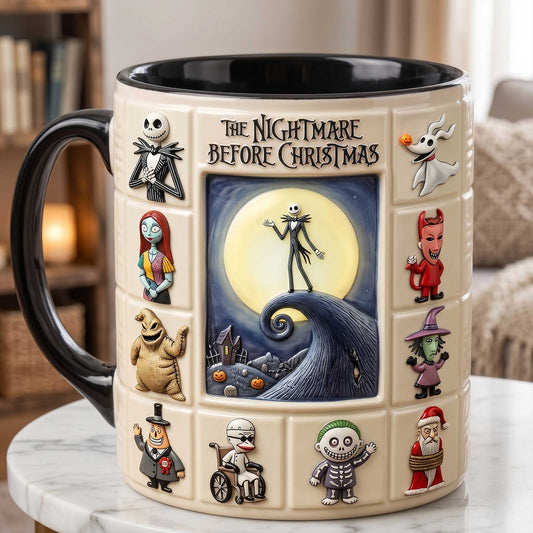 Gothic Pumpkin King & Friends Mug – Spooky Holiday Character Coffee Cup