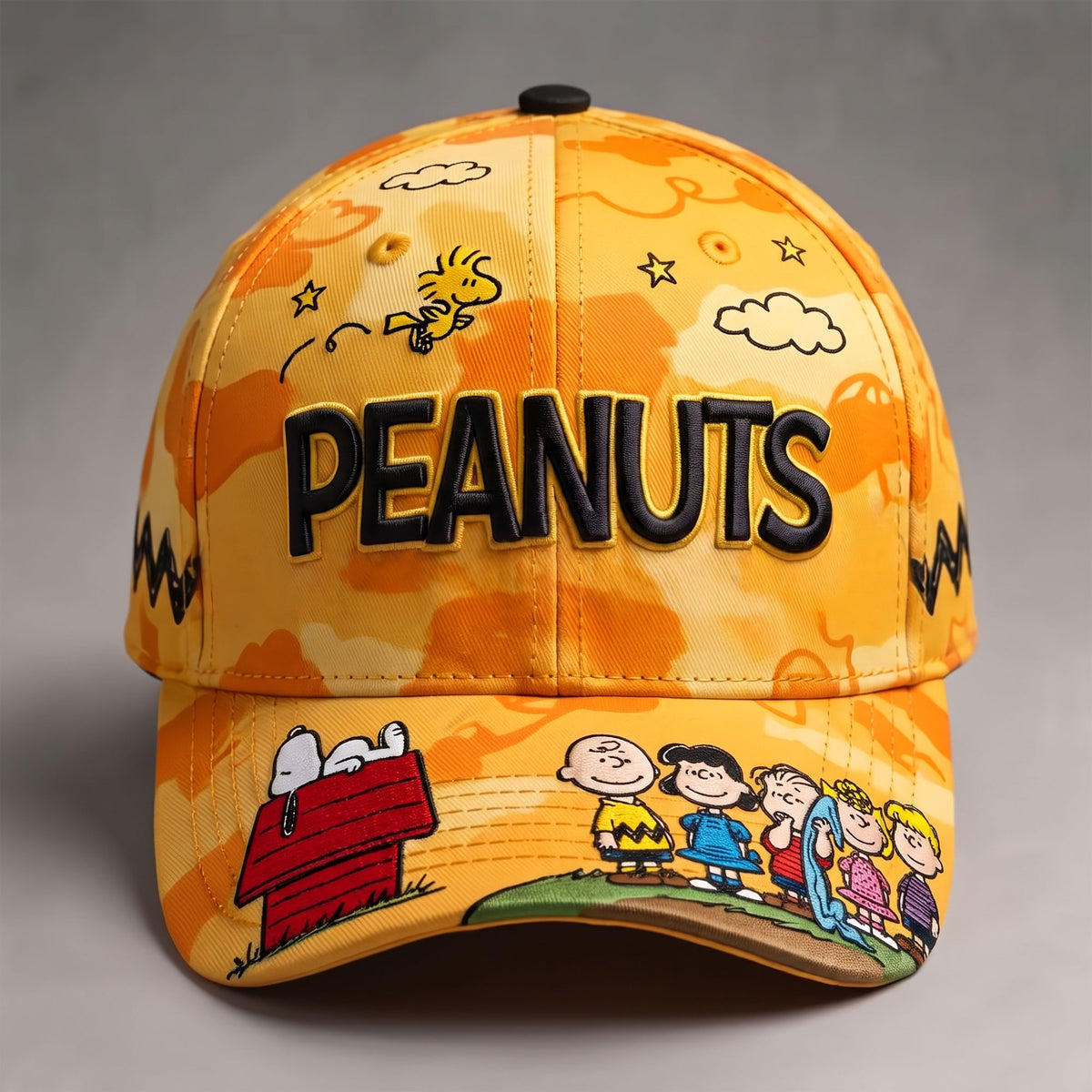 Sunny Cartoon Friends Adventure Cap – Vintage Yellow Friendship Baseball Hat
