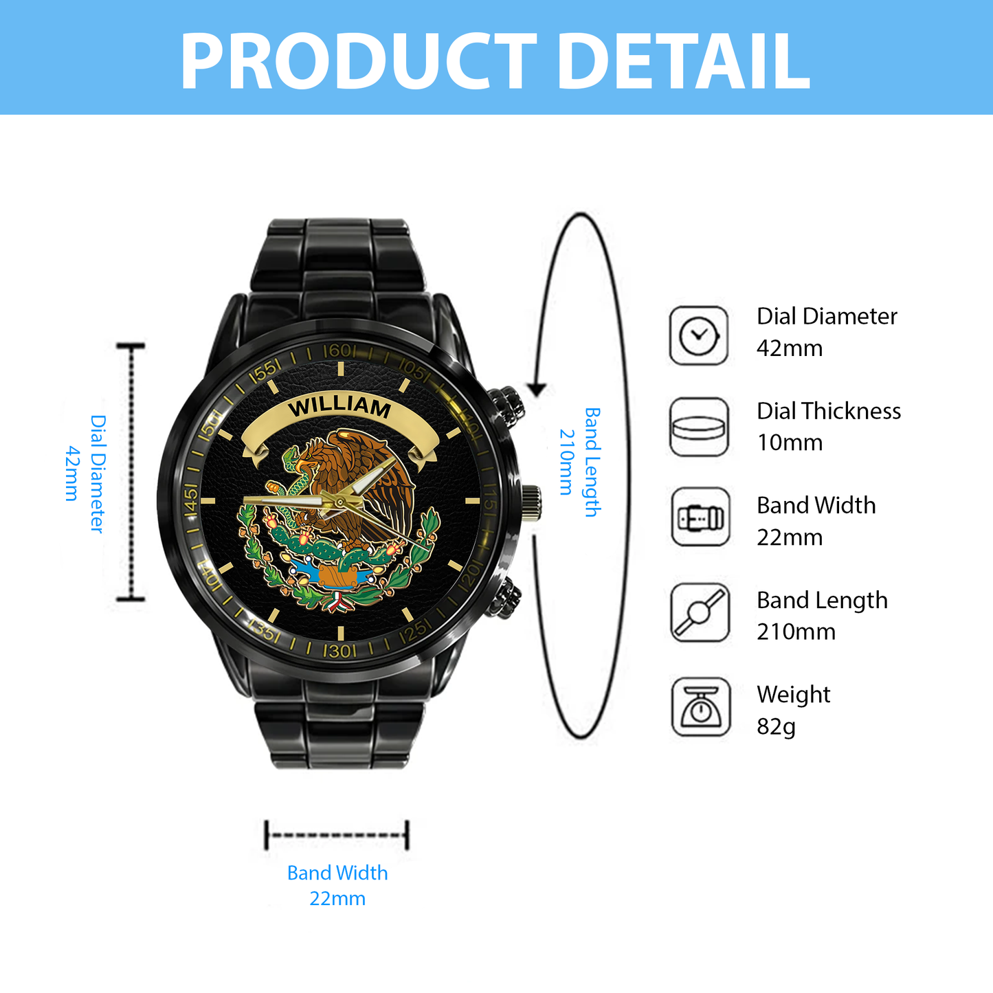 Proud Mexico - Personalized Expats Hand Watch
