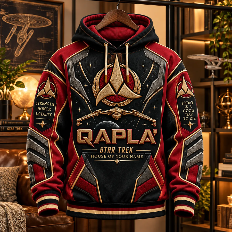 Galactic Warrior House Personalized Hoodie – Crimson Space Honor Pullover