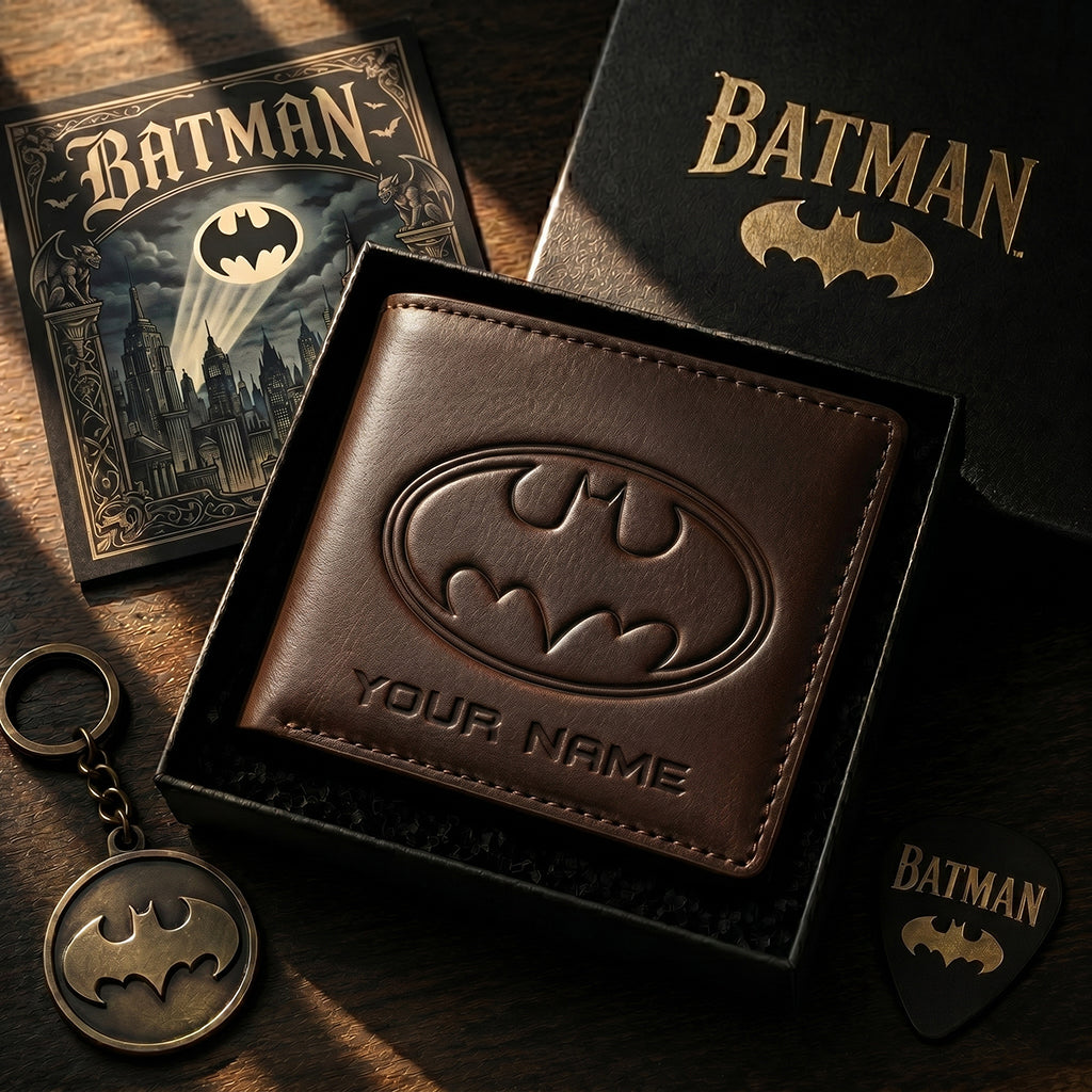 Personalized Dark Knight V1 Leather Wallet , Leather Gift , Father Day Gifts , Holiday Gift