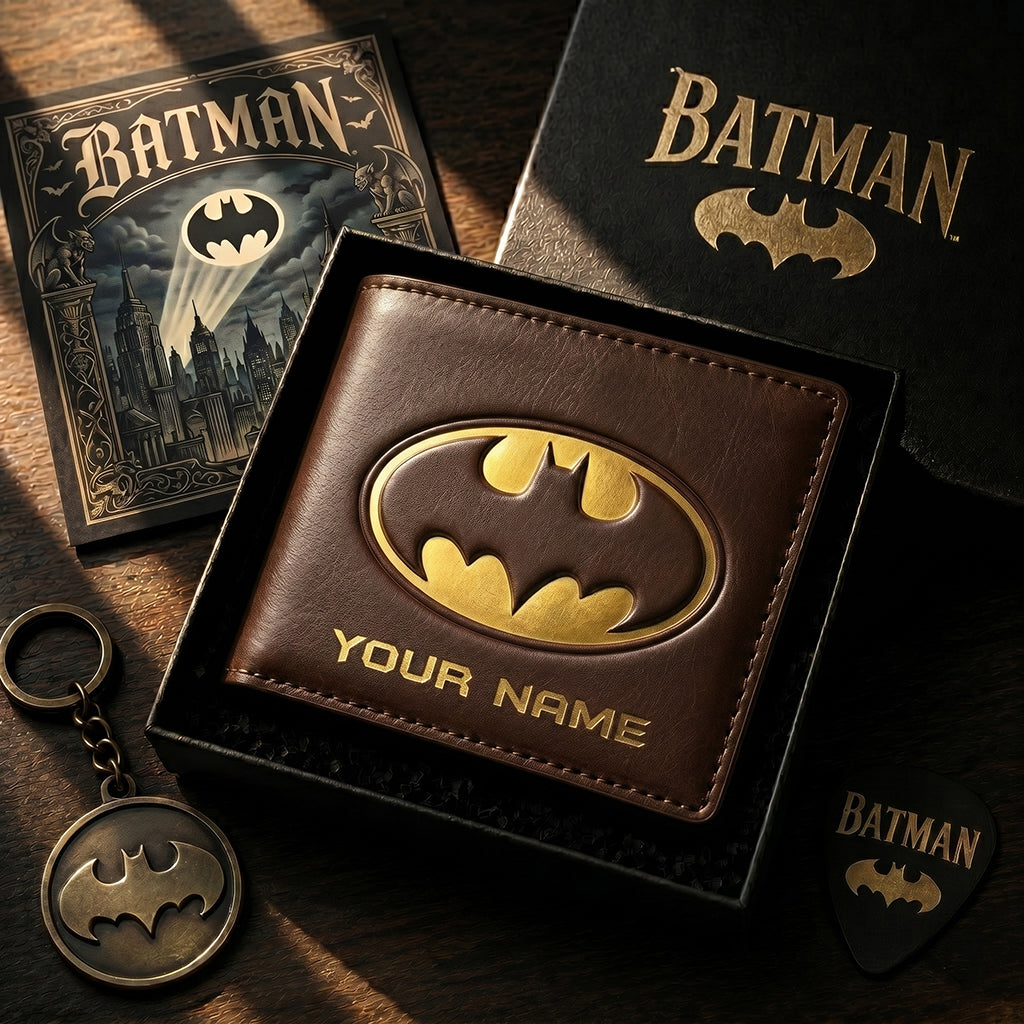 Personalized Dark Knight V2 Leather Wallet , Leather Gift , Father Day Gifts , Holiday Gift
