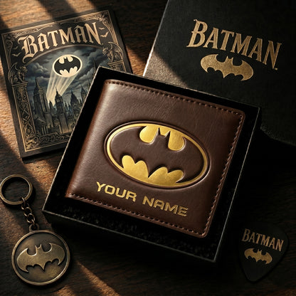 Personalized Dark Knight V2 Leather Wallet , Leather Gift , Father Day Gifts , Holiday Gift
