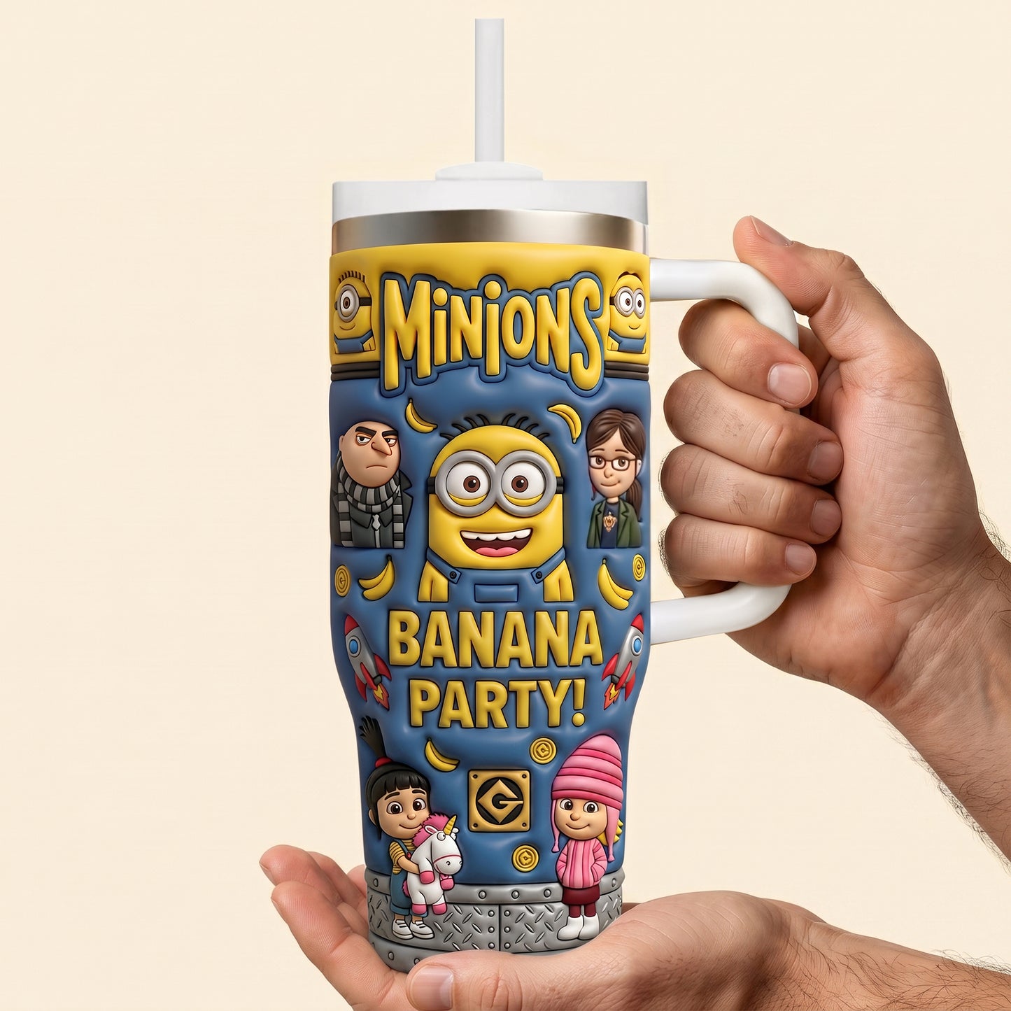 Yellow Banana Friends - Cartoon Party Tumbler With Handle
