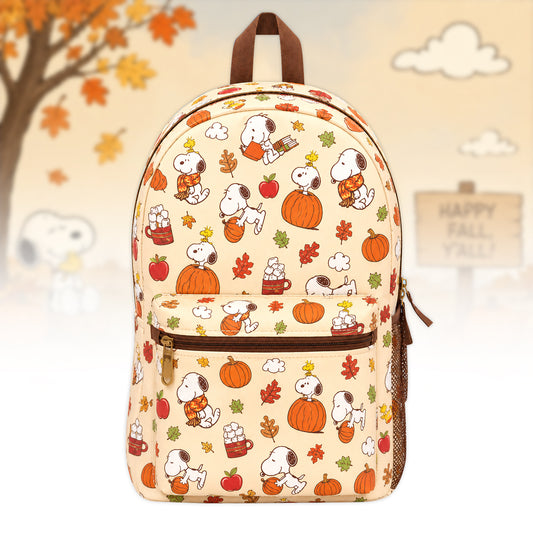 Autumn Puppy & Little Bird Backpack – Cozy Fall Pumpkin School Bag