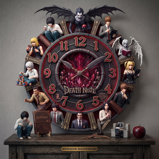 Crimson Notebook - Gothic Anime Wall Clock, Personalized Gifts For Anime Lovers