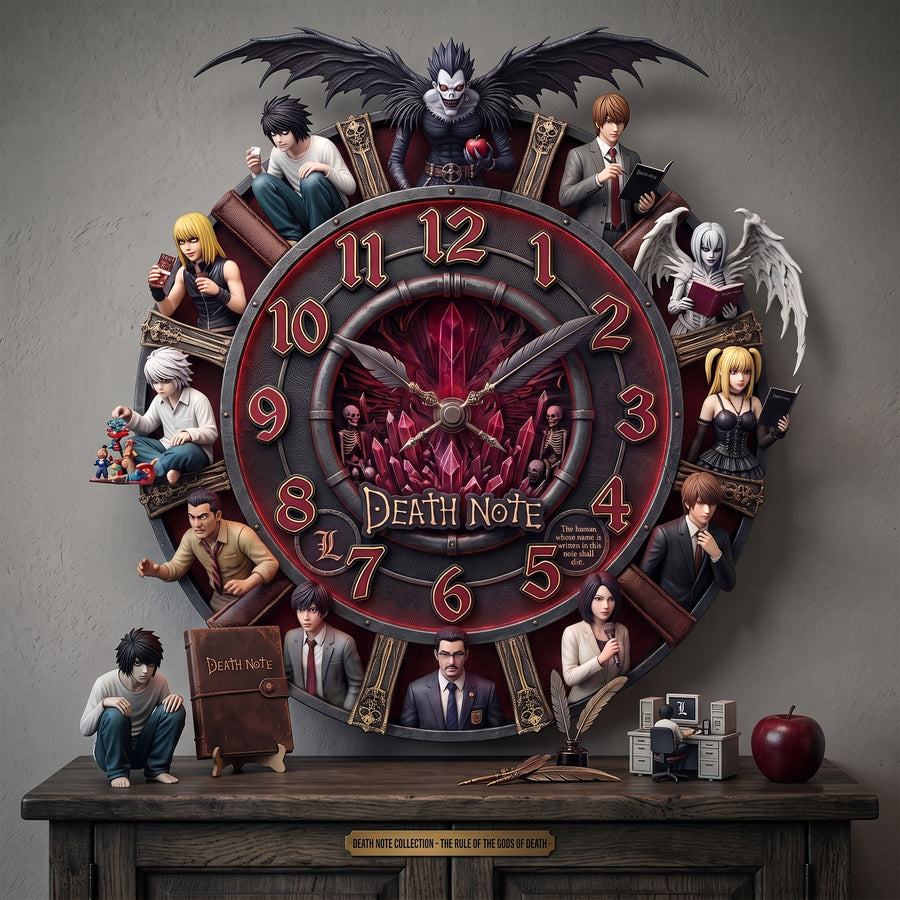 Crimson Notebook - Gothic Anime Wall Clock, Personalized Gifts For Anime Lovers