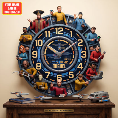 Personalized Sci-Fi Crew Wall Clock – Space Explorer Character Home Decor