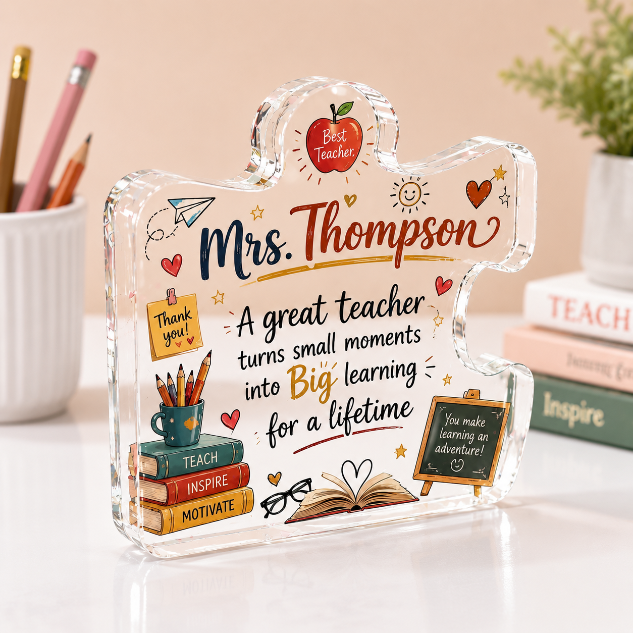 Personalized Teacher Puzzle Plaque – Custom Acrylic Teacher Appreciation Gift