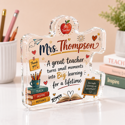 Personalized Teacher Puzzle Plaque – Custom Acrylic Teacher Appreciation Gift