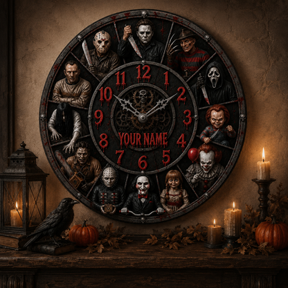 Halloween Horror Character Acrylic Wall Clock – Personalized Horror Gift