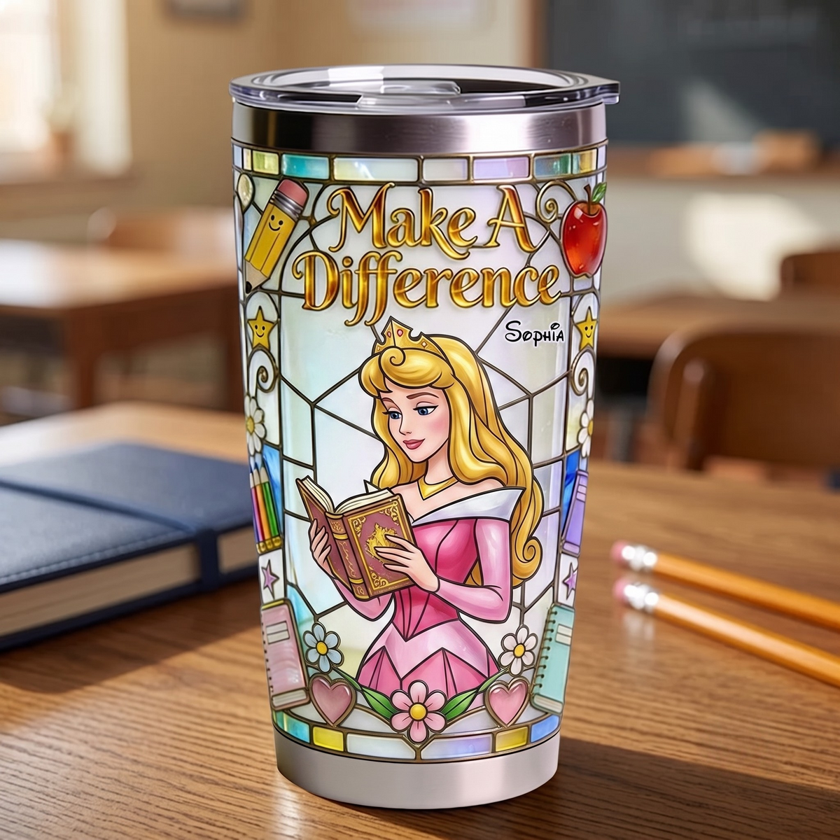 Personalize Magic Princess Teacher Tumbler - Custom Name Tumbler