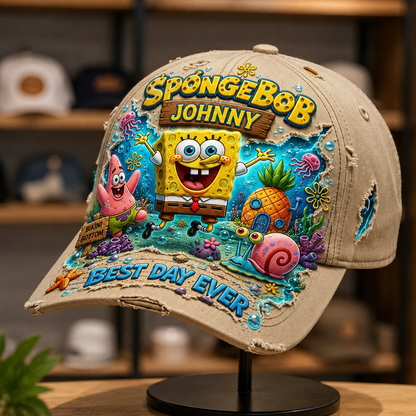 Personalized Underwater Cartoon Friends Cap – Custom Name Distressed Beach Hat