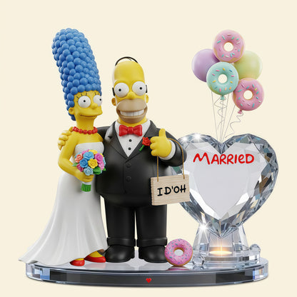 Yellow Cartoon Wedding Couple Plaque - Personalized Gifts For Couple